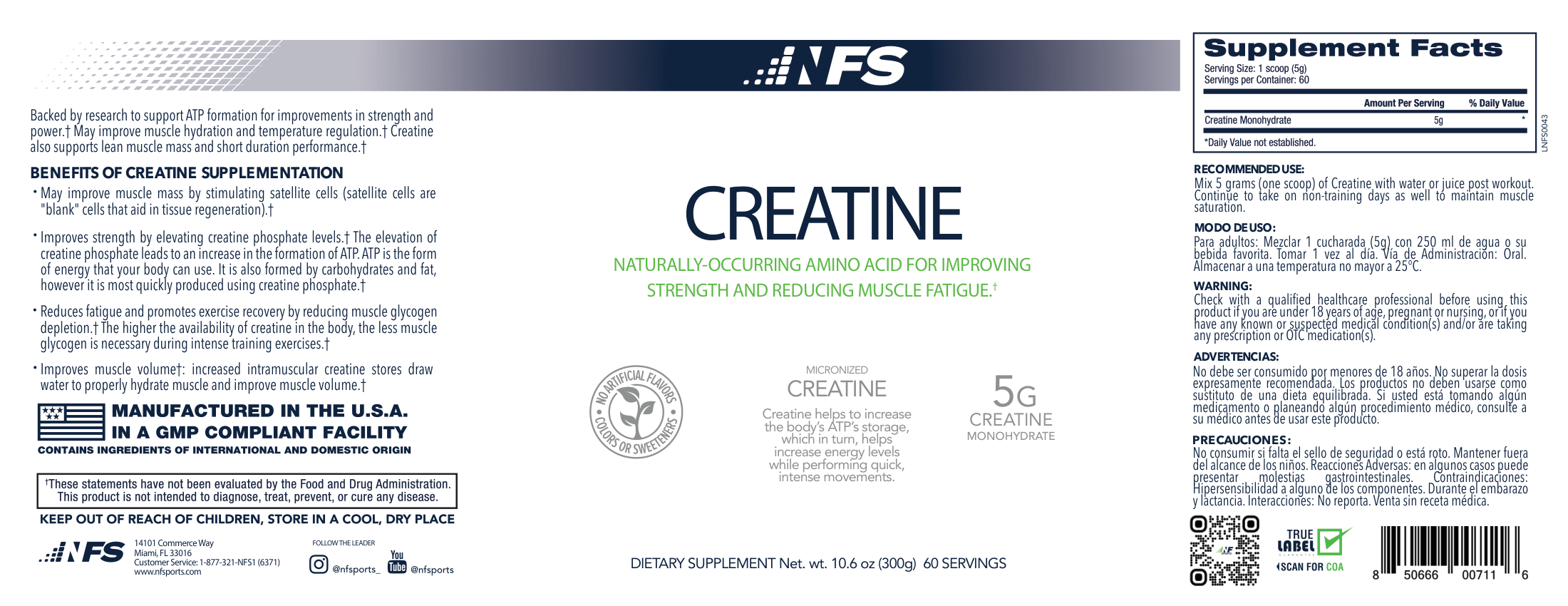 NF Sports Creatine original flat label artwork