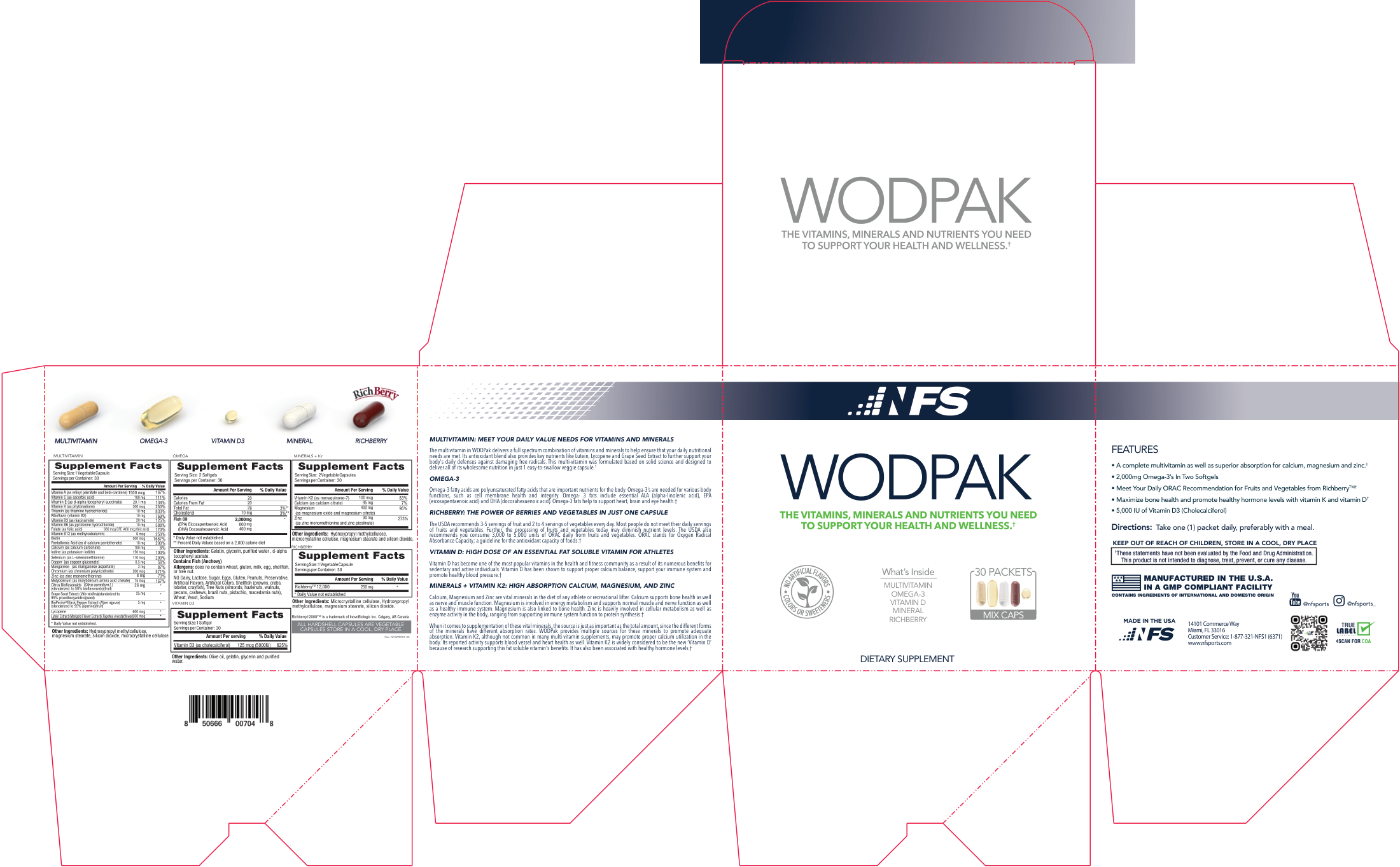 NF Sports WODPAK complete unfolded carton design
