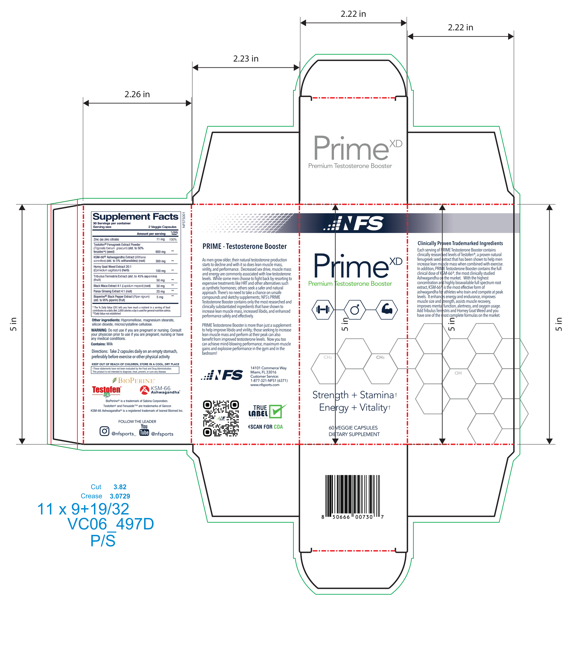 NF Sports Prime XD complete unfolded carton design