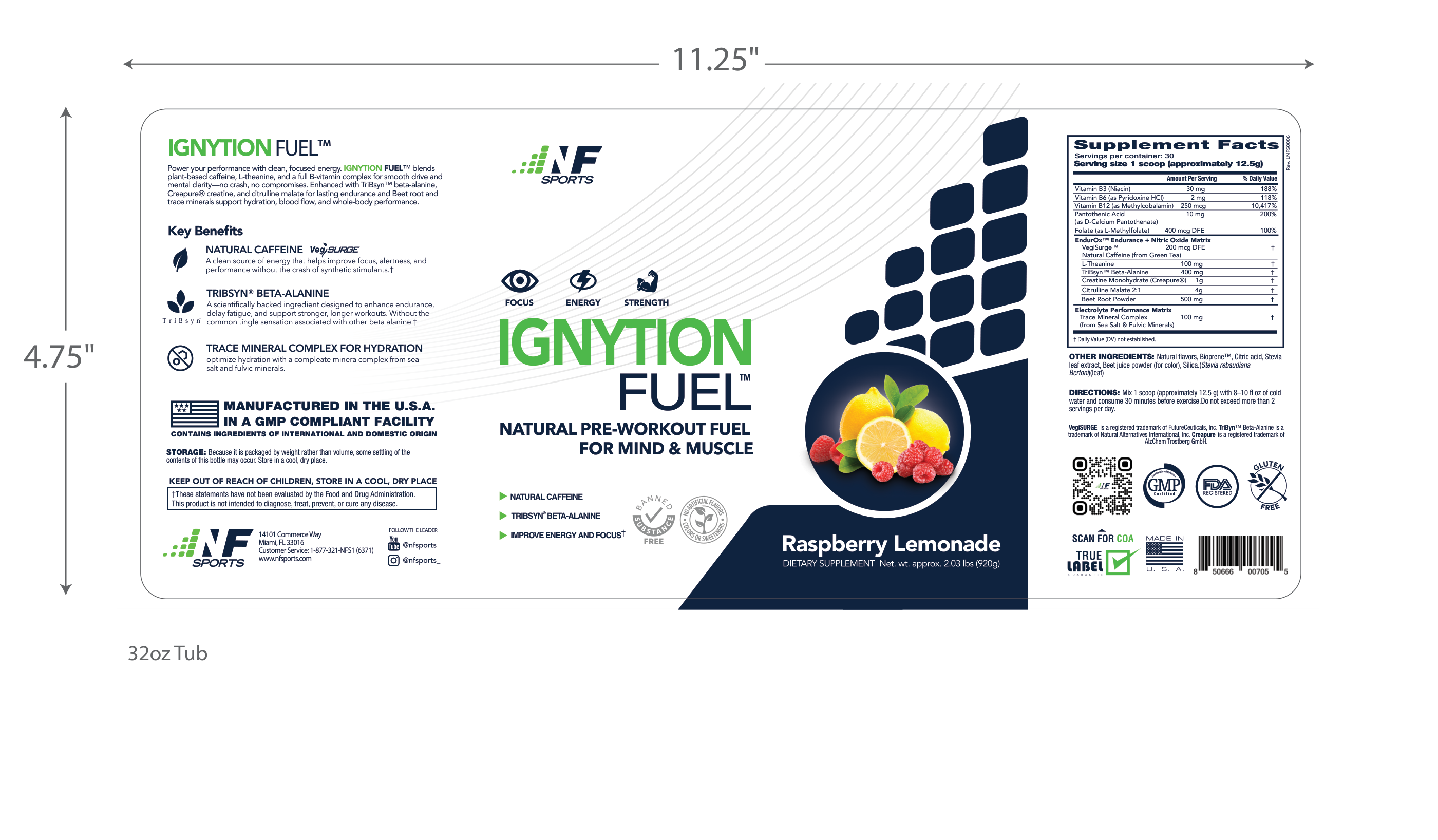NF Sports Ignytion Fuel Raspberry Lemonade complete flat label